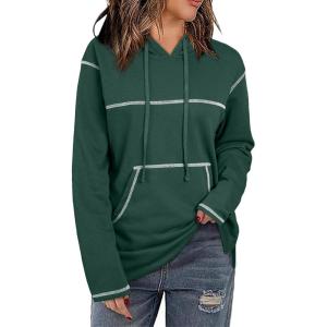 imageSHEWIN Hoodies For Women Causal Oversized Sweatshirt Loose Long Sleeve Tops Fall Fashion 2024Blackish Green
