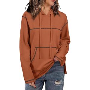 imageSHEWIN Hoodies For Women Causal Oversized Sweatshirt Loose Long Sleeve Tops Fall Fashion 2024Clay