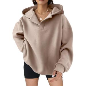 imageSHEWIN Women Casual Oversized Long Sleeve Fleece Sweatshirt Hoodies with Pockets SXXLApricot