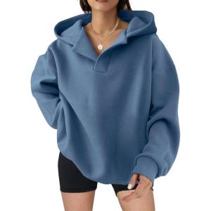 imageSHEWIN Women Casual Oversized Long Sleeve Fleece Sweatshirt Hoodies with Pockets SXXLBlue