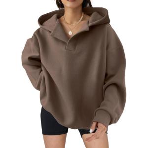 imageSHEWIN Women Casual Oversized Long Sleeve Fleece Sweatshirt Hoodies with Pockets SXXLBrown