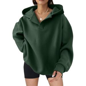 imageSHEWIN Women Casual Oversized Long Sleeve Fleece Sweatshirt Hoodies with Pockets SXXLDark Green