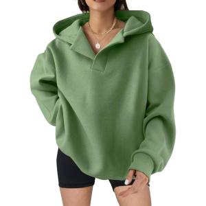 imageSHEWIN Women Casual Oversized Long Sleeve Fleece Sweatshirt Hoodies with Pockets SXXLGreen