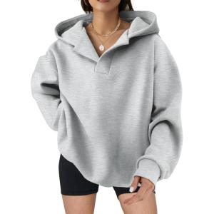 imageSHEWIN Women Casual Oversized Long Sleeve Fleece Sweatshirt Hoodies with Pockets SXXLLight Gray