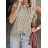 imageSHEWIN Summer Tops Crewneck Tank Tops for Women 2025 Casual Ruffle Sleeveless Tops ShirtsBeige Stripe