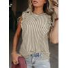 imageSHEWIN Summer Tops Crewneck Tank Tops for Women 2025 Casual Ruffle Sleeveless Tops ShirtsBeige Stripe