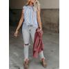 imageSHEWIN Summer Tops Crewneck Tank Tops for Women 2025 Casual Ruffle Sleeveless Tops ShirtsC Sky Blue  Run Small  Order One Size Up