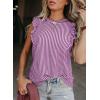 imageSHEWIN Summer Tops Crewneck Tank Tops for Women 2025 Casual Ruffle Sleeveless Tops ShirtsF Purple