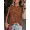imageSHEWIN Summer Tops Crewneck Tank Tops for Women 2025 Casual Ruffle Sleeveless Tops ShirtsG Brown