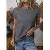 imageSHEWIN Summer Tops for Women Casual Crew Neck Waffle Knit Cap Sleeve Shirts Tank TopBlack