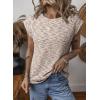 imageSHEWIN Summer Tops for Women Casual Crew Neck Waffle Knit Cap Sleeve Shirts Tank TopBrown