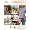 imageSHEWIN Summer Tops for Women Casual Crew Neck Waffle Knit Cap Sleeve Shirts Tank TopGray
