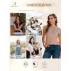 imageSHEWIN Summer Tops for Women Casual Crew Neck Waffle Knit Cap Sleeve Shirts Tank TopMulticolour