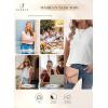 imageSHEWIN Summer Tops for Women Casual Crew Neck Waffle Knit Cap Sleeve Shirts Tank TopWhite