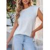 imageSHEWIN Summer Tops for Women Casual Crew Neck Waffle Knit Cap Sleeve Shirts Tank TopWhite