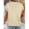imageSHEWIN Womens Summer Tops Casual Crewneck Short Sleeve Shirts Cable Knit Lightweight Loose Pullover SweaterApricot