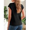 imageSHEWIN Womens Summer Tops Casual Crewneck Short Sleeve Shirts Cable Knit Lightweight Loose Pullover SweaterBlack