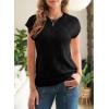 imageSHEWIN Womens Summer Tops Casual Crewneck Short Sleeve Shirts Cable Knit Lightweight Loose Pullover SweaterBlack