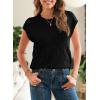 imageSHEWIN Womens Summer Tops Casual Crewneck Short Sleeve Shirts Cable Knit Lightweight Loose Pullover SweaterBlack