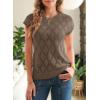 imageSHEWIN Womens Summer Tops Casual Crewneck Short Sleeve Shirts Cable Knit Lightweight Loose Pullover SweaterDark Brown