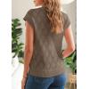 imageSHEWIN Womens Summer Tops Casual Crewneck Short Sleeve Shirts Cable Knit Lightweight Loose Pullover SweaterDark Brown