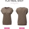 imageSHEWIN Womens Summer Tops Casual Crewneck Short Sleeve Shirts Cable Knit Lightweight Loose Pullover SweaterDark Brown