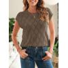 imageSHEWIN Womens Summer Tops Casual Crewneck Short Sleeve Shirts Cable Knit Lightweight Loose Pullover SweaterDark Brown