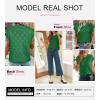 imageSHEWIN Womens Summer Tops Casual Crewneck Short Sleeve Shirts Cable Knit Lightweight Loose Pullover SweaterDark Green