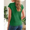 imageSHEWIN Womens Summer Tops Casual Crewneck Short Sleeve Shirts Cable Knit Lightweight Loose Pullover SweaterDark Green