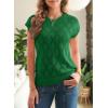 imageSHEWIN Womens Summer Tops Casual Crewneck Short Sleeve Shirts Cable Knit Lightweight Loose Pullover SweaterDark Green