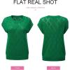 imageSHEWIN Womens Summer Tops Casual Crewneck Short Sleeve Shirts Cable Knit Lightweight Loose Pullover SweaterDark Green