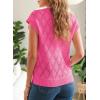 imageSHEWIN Womens Summer Tops Casual Crewneck Short Sleeve Shirts Cable Knit Lightweight Loose Pullover SweaterPink