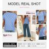 imageSHEWIN Womens Summer Tops Casual Crewneck Short Sleeve Shirts Cable Knit Lightweight Loose Pullover SweaterSky Blue