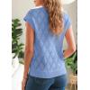 imageSHEWIN Womens Summer Tops Casual Crewneck Short Sleeve Shirts Cable Knit Lightweight Loose Pullover SweaterSky Blue