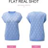 imageSHEWIN Womens Summer Tops Casual Crewneck Short Sleeve Shirts Cable Knit Lightweight Loose Pullover SweaterSky Blue