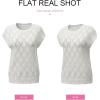 imageSHEWIN Womens Summer Tops Casual Crewneck Short Sleeve Shirts Cable Knit Lightweight Loose Pullover SweaterWhite