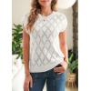 imageSHEWIN Womens Summer Tops Casual Crewneck Short Sleeve Shirts Cable Knit Lightweight Loose Pullover SweaterWhite