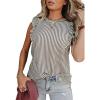 imageSHEWIN Summer Tops Crewneck Tank Tops for Women 2025 Casual Ruffle Sleeveless Tops ShirtsA Gray  Run Small  Order One Size Up