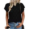 imageSHEWIN Womens Summer Tops Casual Crewneck Short Sleeve Shirts Cable Knit Lightweight Loose Pullover SweaterBlack