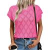 imageSHEWIN Womens Summer Tops Casual Crewneck Short Sleeve Shirts Cable Knit Lightweight Loose Pullover SweaterPink