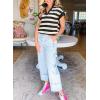 imageSHEWIN Womens Summer Tops Casual Short Sleeve Sweatshirt Color Block Striped Polo Shirts V Neck Pullover Tees Loose BlousesBlack Stripe