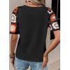 imageSHEWIN Womens Summer Tops Casual Short Sleeve T Shirts Crewneck Boho Crochet Floral Print Shirt BlousesBlack