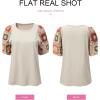 imageSHEWIN Womens Summer Tops Casual Short Sleeve T Shirts Crewneck Boho Crochet Floral Print Shirt BlousesParchment