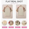 imageSHEWIN Womens Summer Tops Casual Short Sleeve T Shirts Crewneck Boho Crochet Floral Print Shirt BlousesParchment