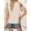 imageSHEWIN Womens Summer Tops Casual Short Sleeve T Shirts Crewneck Boho Crochet Floral Print Shirt BlousesParchment