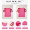 imageSHEWIN Womens Summer Tops Casual Short Sleeve T Shirts Crewneck Boho Crochet Floral Print Shirt BlousesPink