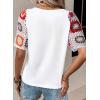 imageSHEWIN Womens Summer Tops Casual Short Sleeve T Shirts Crewneck Boho Crochet Floral Print Shirt BlousesWhite