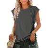 imageSHEWIN Summer Tops Casual Short Sleeve Shirts Loose Crewneck Oversized Tshirts for WomenBlack