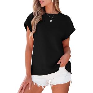 imageSHEWIN Oversized T Shirts for Women Crewneck Short Sleeve Casual Summer Tops TeesBlack