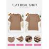 imageSHEWIN Womens Short Sleeve Summer Tops Crewneck Knit Solid Loose Casual Basic T Shirts Tee BlousesKhaki